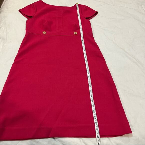 Lilly Pulitzer Pink Sheath Dress with Gold Button Accents sz 2 - Picture 9 of 11